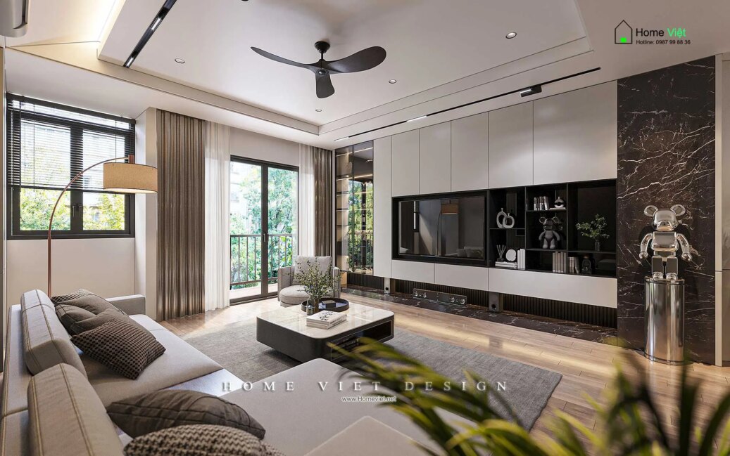 Tuyến Villa – Thiết kế nội thất nhà ở hiện đại với tông màu đen trắng làm chủ đạo